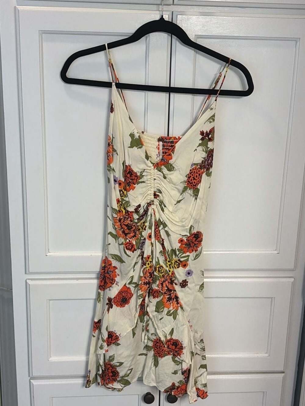 Free People Floral Ruched Boho Cottagecore Mini Dress Size S